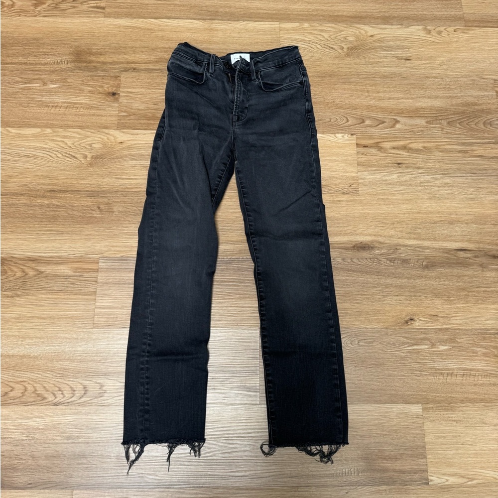 Frame Denim Black Straight Leg Jeans